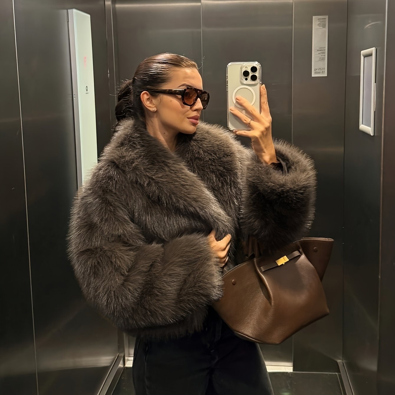 Faux Winter Warm Fashion Plush Top Short Coat for Women