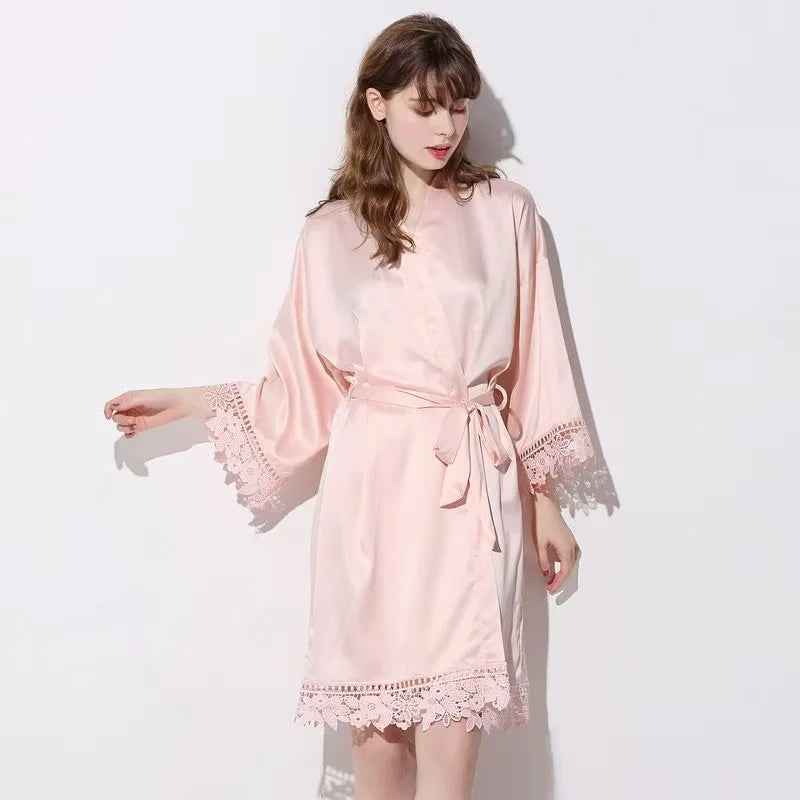 Bridesmaid Robes Bride Gift Bride Robe Bridesmaid Gift Satin Lace Robe Bride Dressing Gown Bridal Party Robes Wedding Robe Perso