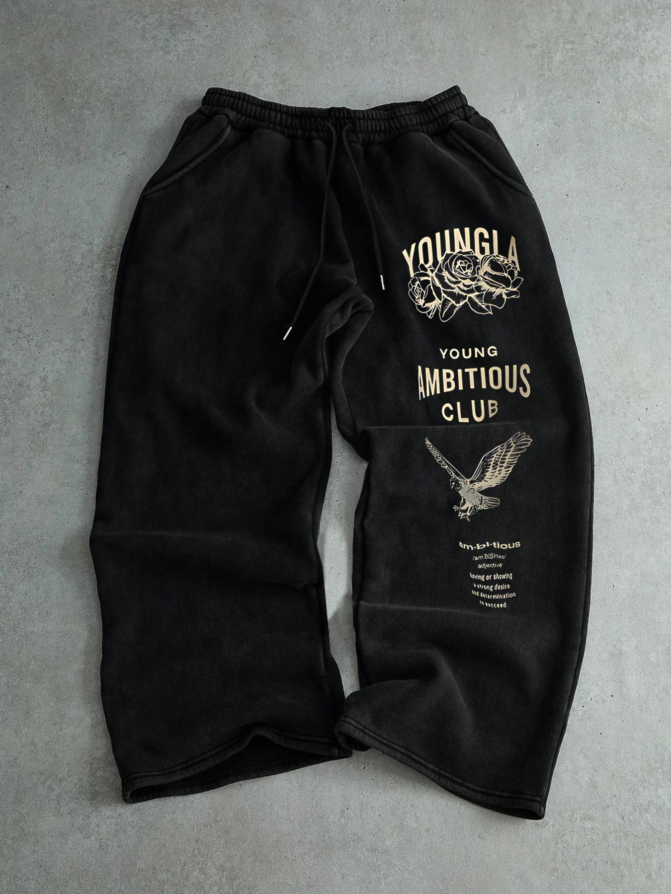 Men's Drawstring Waist Printed Pants, Rose Eagle Print, Comfortable and Stylish Casual Sweatpants, Suitable for Daily Wear, All-Season Versatility, Perfect for Hanging Out with Friends or Exploring the City in Style!