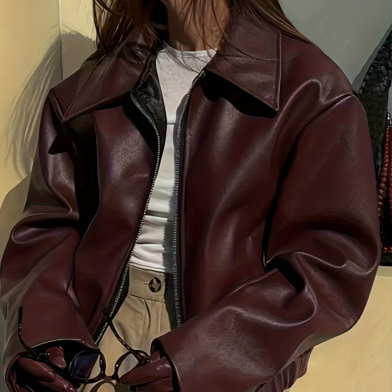 Women'S Casual Chic Jacket - Brown Zip-Up Coat with Lapel Collar, Structured Fit for Spring/Fall, Office, Party, Everyday - Durable Outerwear For Women, Ladies Jacket, Party Attire, Sleek Design, Stylish Coat, Fashion Lovers,