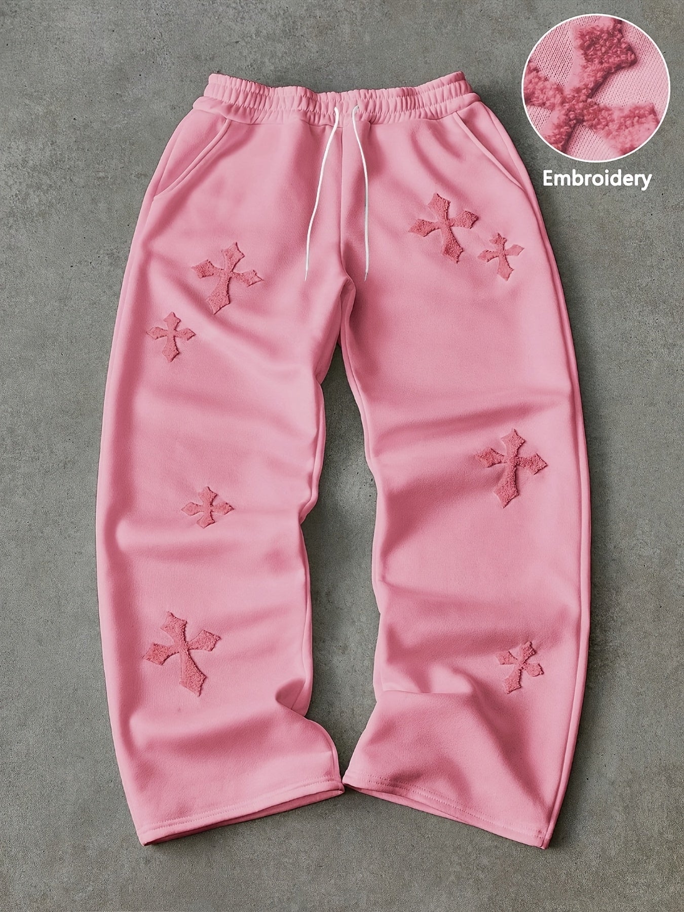 Men's Loose-Fit Straight-Leg Casual Pants with Towel-Print (Solid Color) - All-Season Comfortable Trousers Suitable for Outdoor, Parties, Vacation - Gift for Boyfriend - Hand Washable Loose Bereau Pants