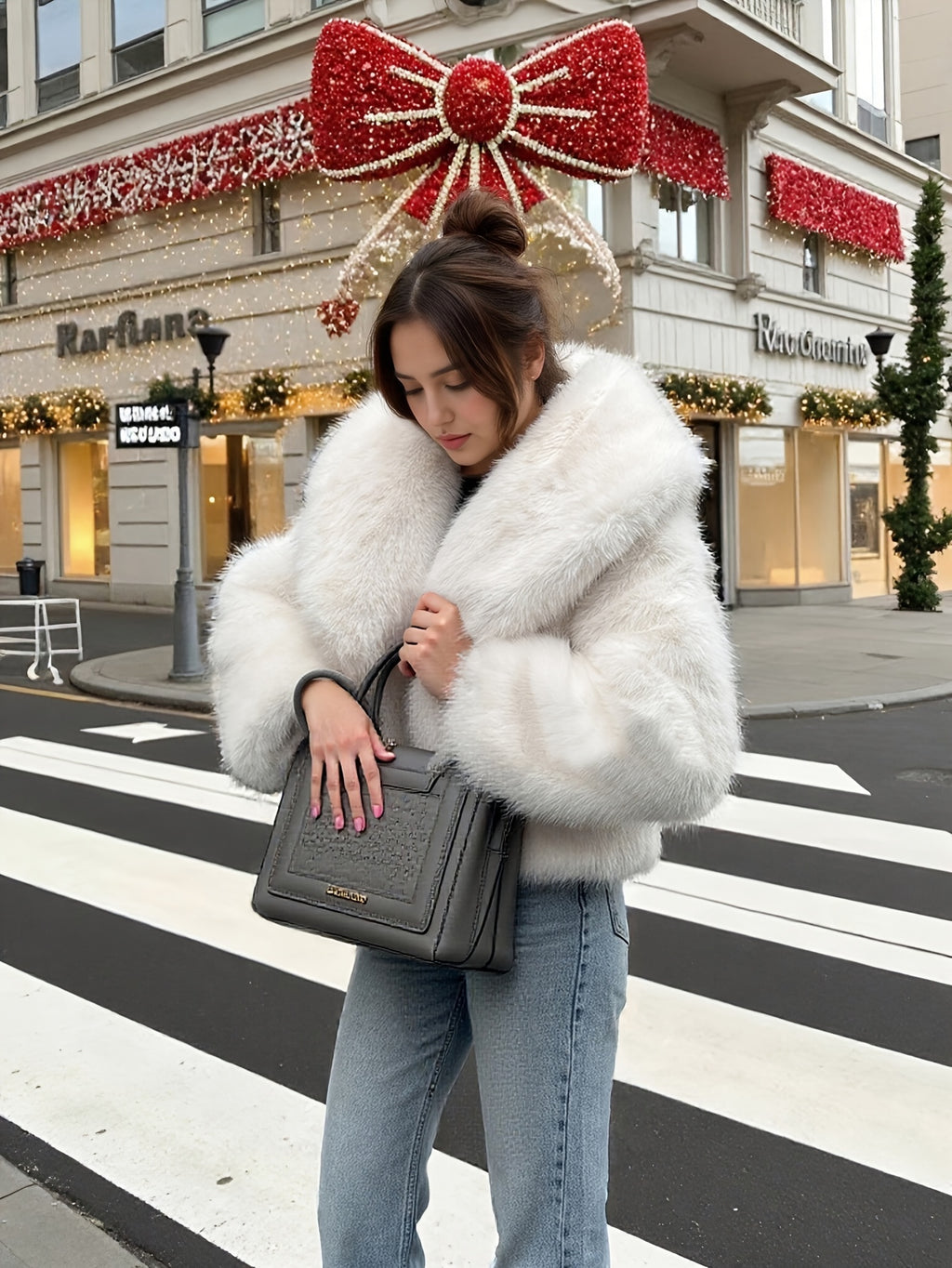 Faux Winter Warm Fashion Plush Top Short Coat for Women