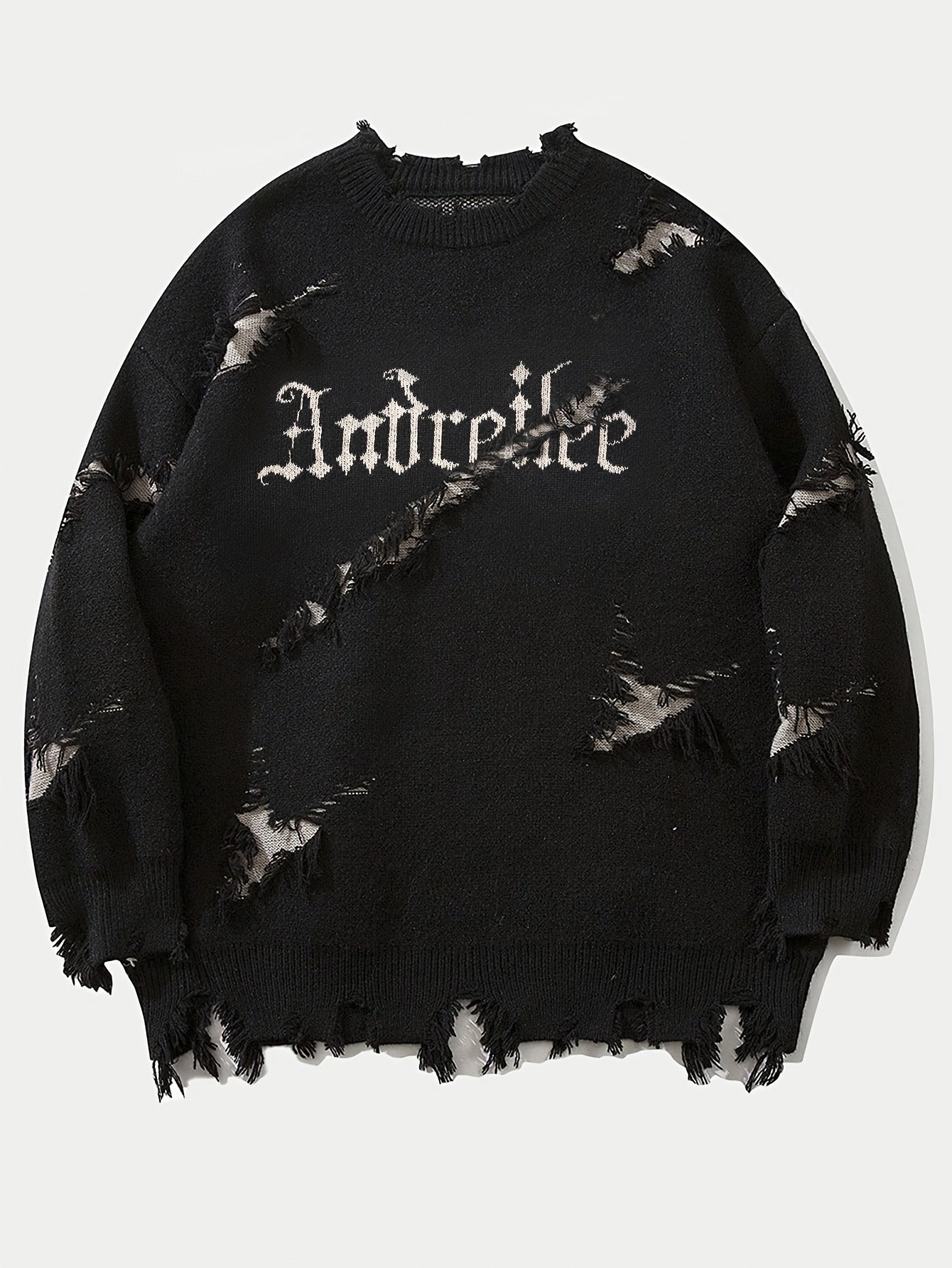 Men'S Oversized Knit Sweater - Loose Fit Drop Shoulder Pullover with Andrii Lettering, Dark Green Streetwear Sweater for Fall/Winter, Non-Bulky Casual Sweater for Everyday & Formal Outfits, Sweater, Fall Winter Apparel, Distr