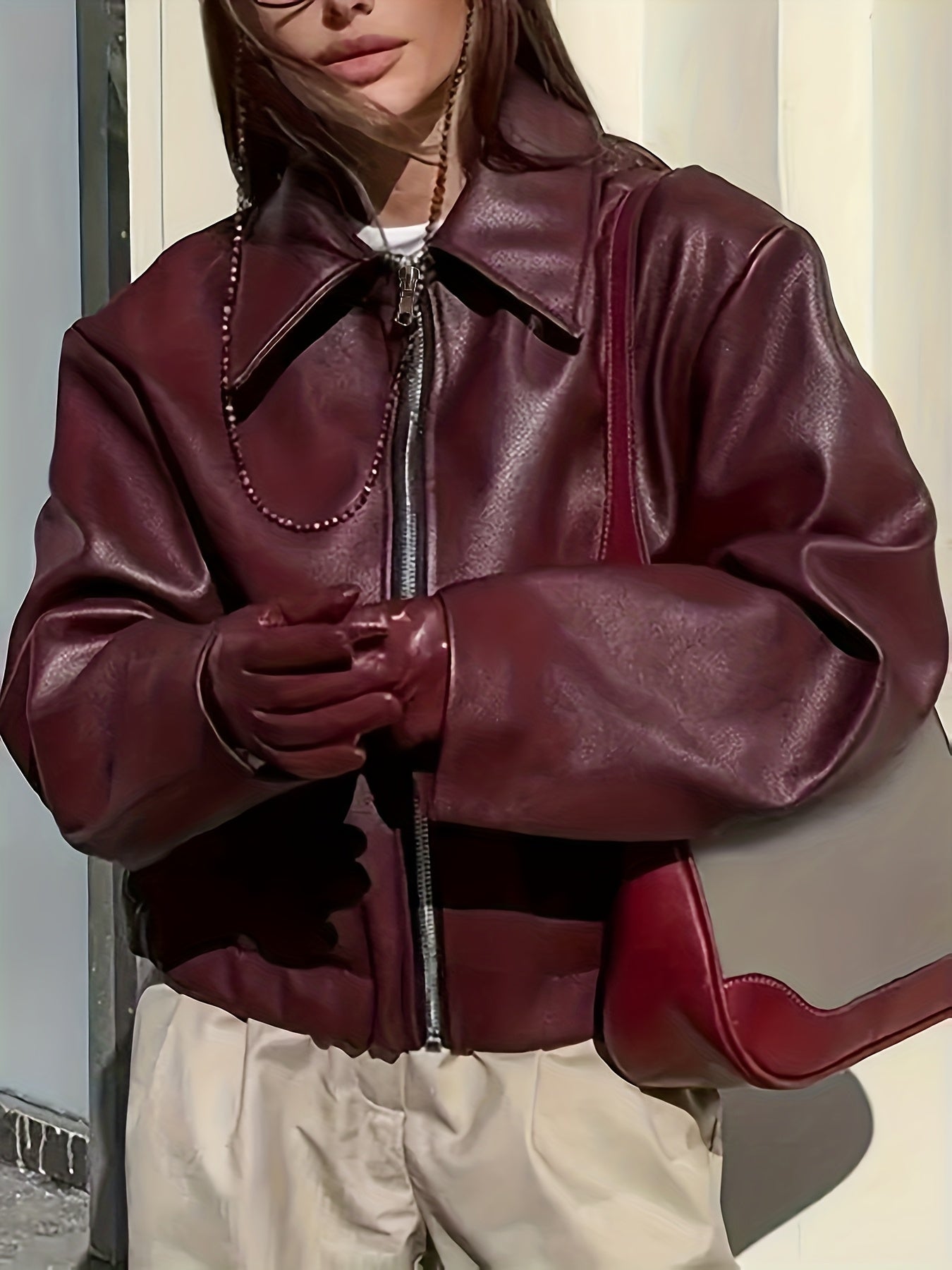 Women'S Casual Chic Jacket - Brown Zip-Up Coat with Lapel Collar, Structured Fit for Spring/Fall, Office, Party, Everyday - Durable Outerwear For Women, Ladies Jacket, Party Attire, Sleek Design, Stylish Coat, Fashion Lovers,