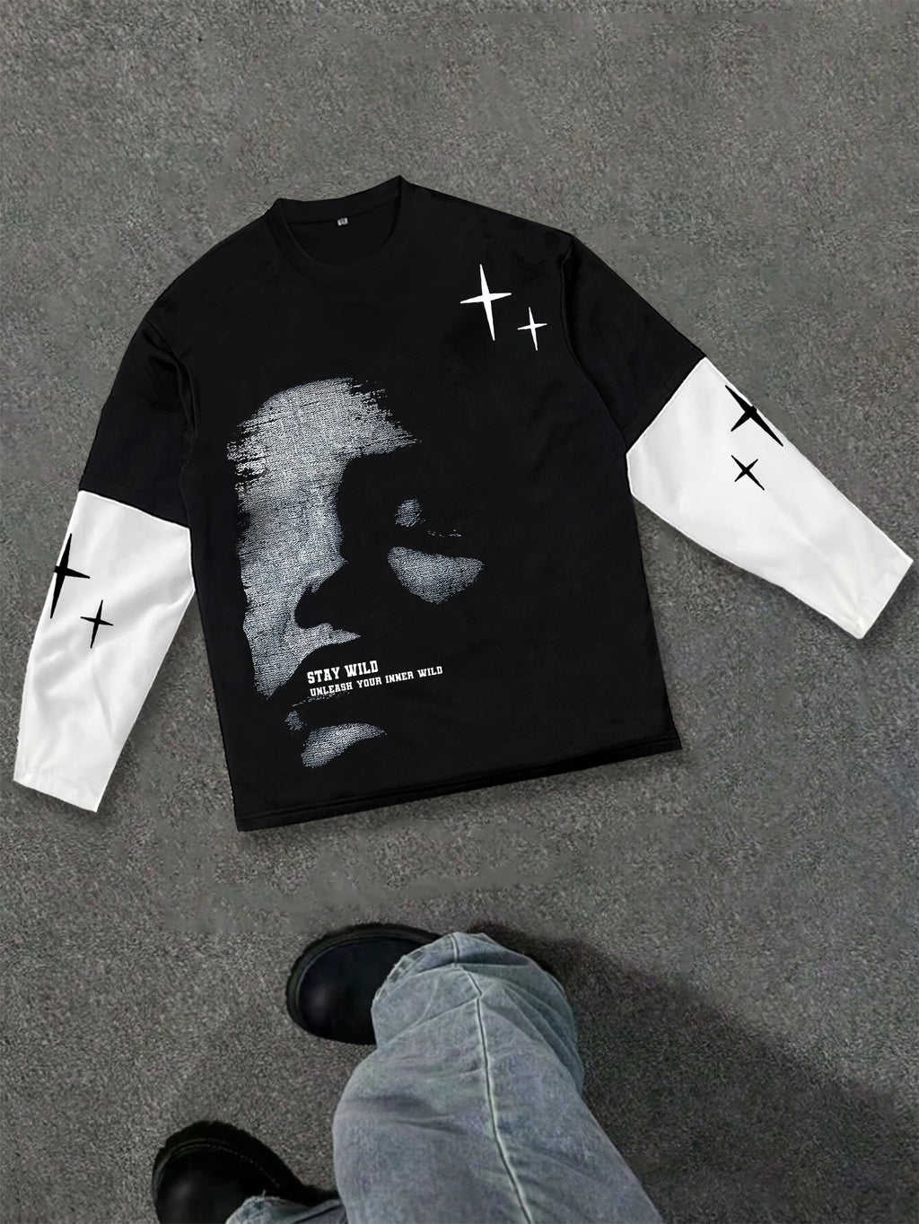 Casual Sportswear for Men, Featuring a Versatile Long-Sleeve Design with a Letter Print, Suitable for Spring And Autumn. It Can Be Paired with a Short-Sleeve Letter Print T-Shirt for Outdoor Activities in Autumn And