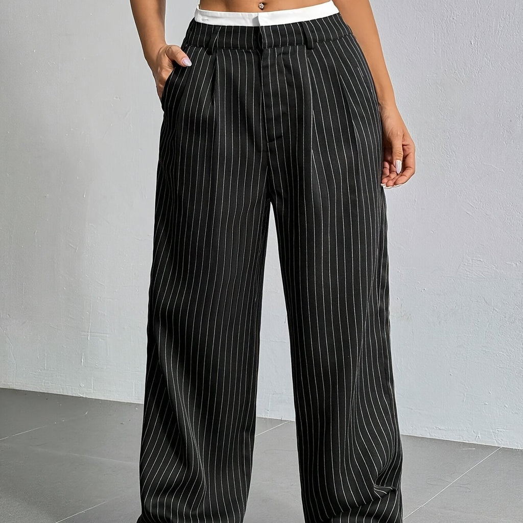 New Cross-Border Design of High-Waisted, Casual, Spliced Straight Pants with a Minimalist Drape Style Inspired by Japanese And Korean Fashion
