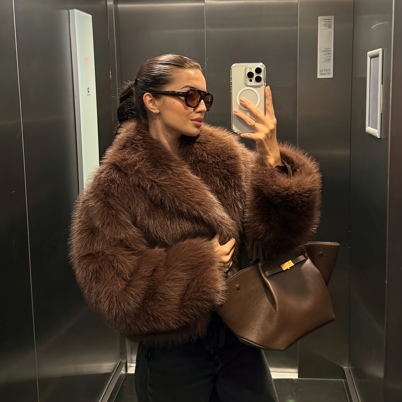 Faux Winter Warm Fashion Plush Top Short Coat for Women