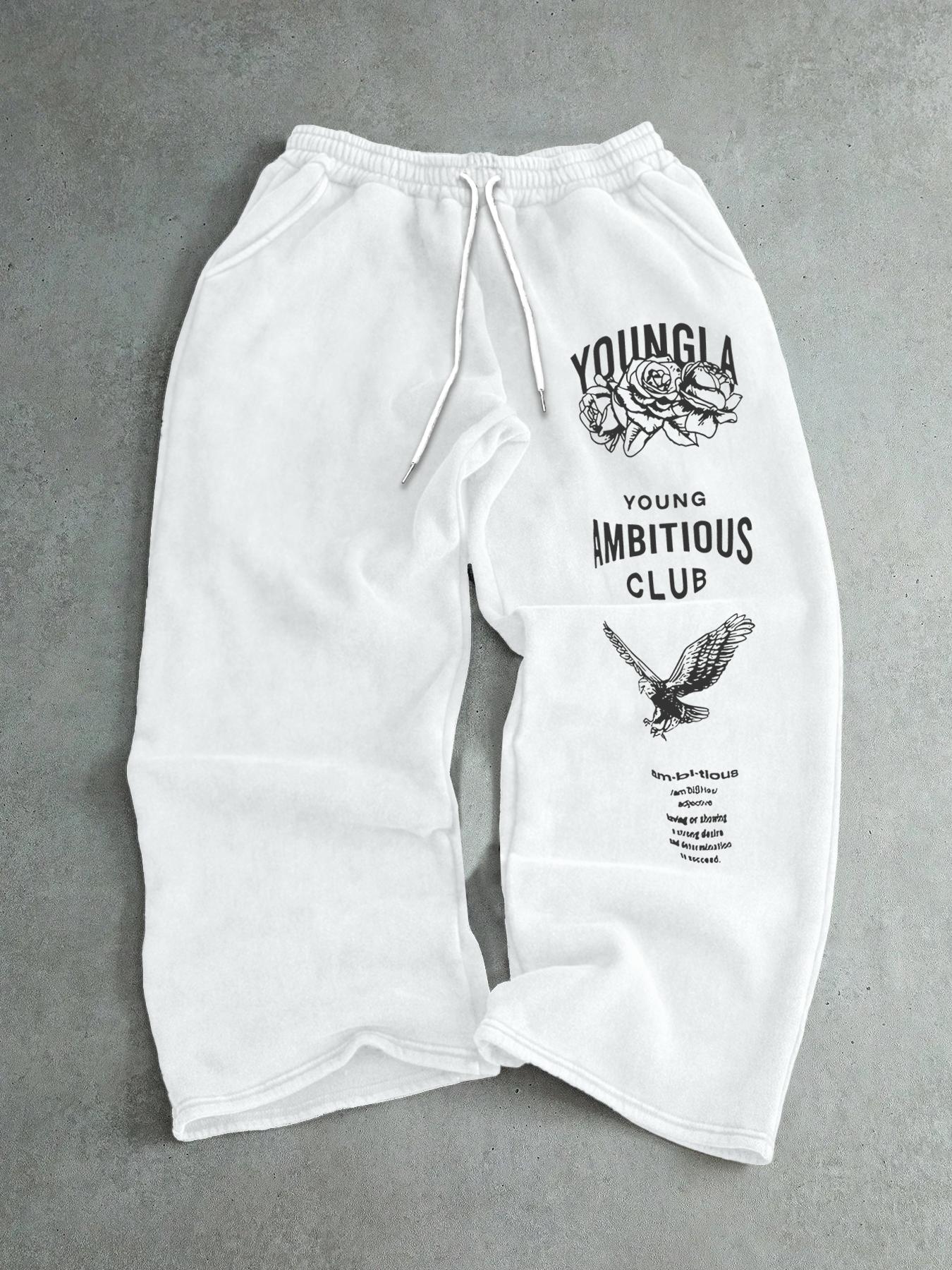 Men's Drawstring Waist Printed Pants, Rose Eagle Print, Comfortable and Stylish Casual Sweatpants, Suitable for Daily Wear, All-Season Versatility, Perfect for Hanging Out with Friends or Exploring the City in Style!