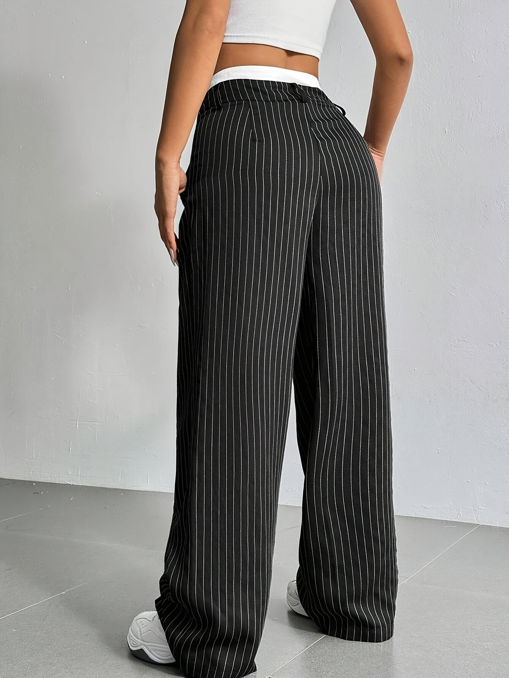 New Cross-Border Design of High-Waisted, Casual, Spliced Straight Pants with a Minimalist Drape Style Inspired by Japanese And Korean Fashion