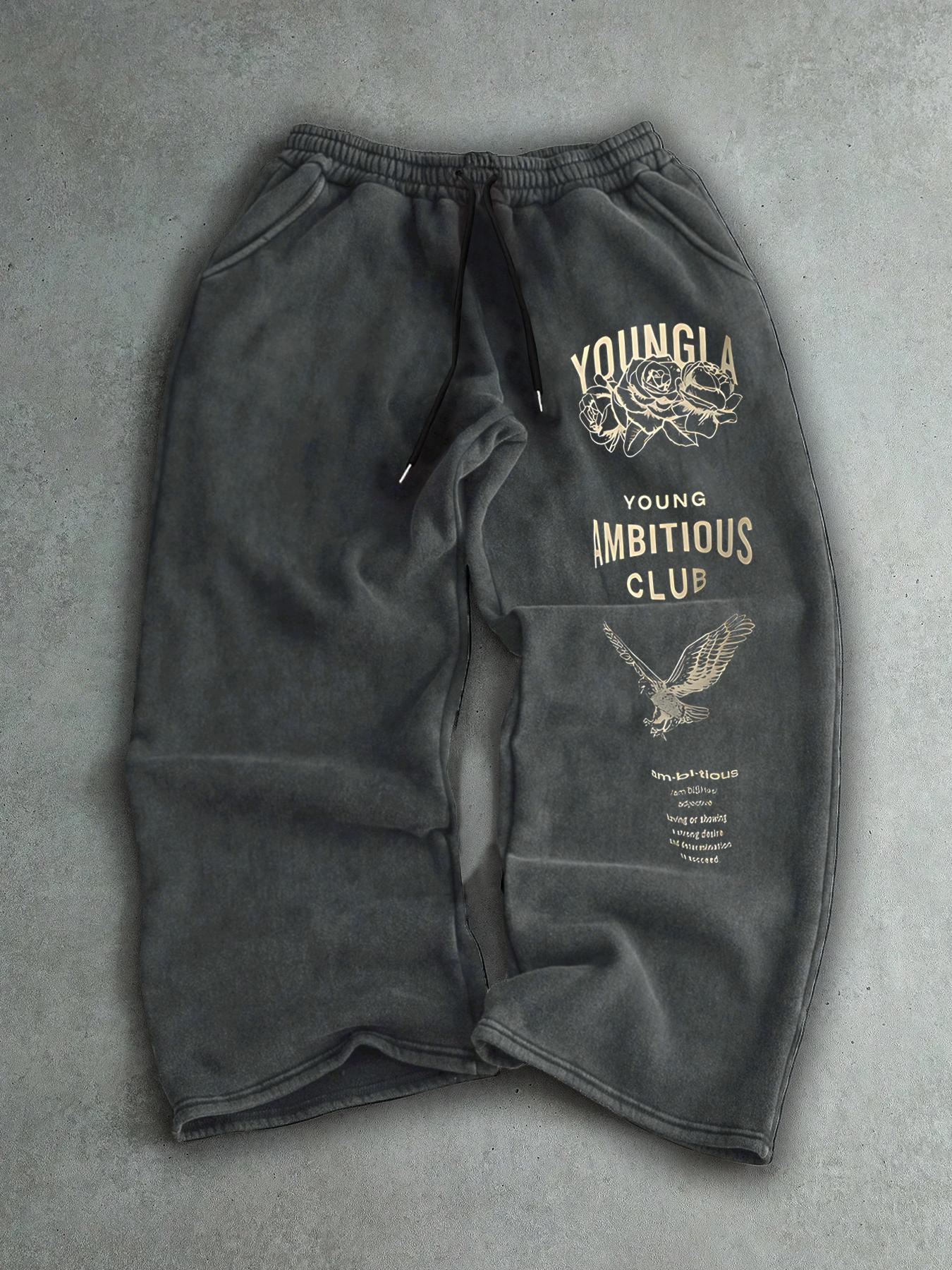 Men's Drawstring Waist Printed Pants, Rose Eagle Print, Comfortable and Stylish Casual Sweatpants, Suitable for Daily Wear, All-Season Versatility, Perfect for Hanging Out with Friends or Exploring the City in Style!