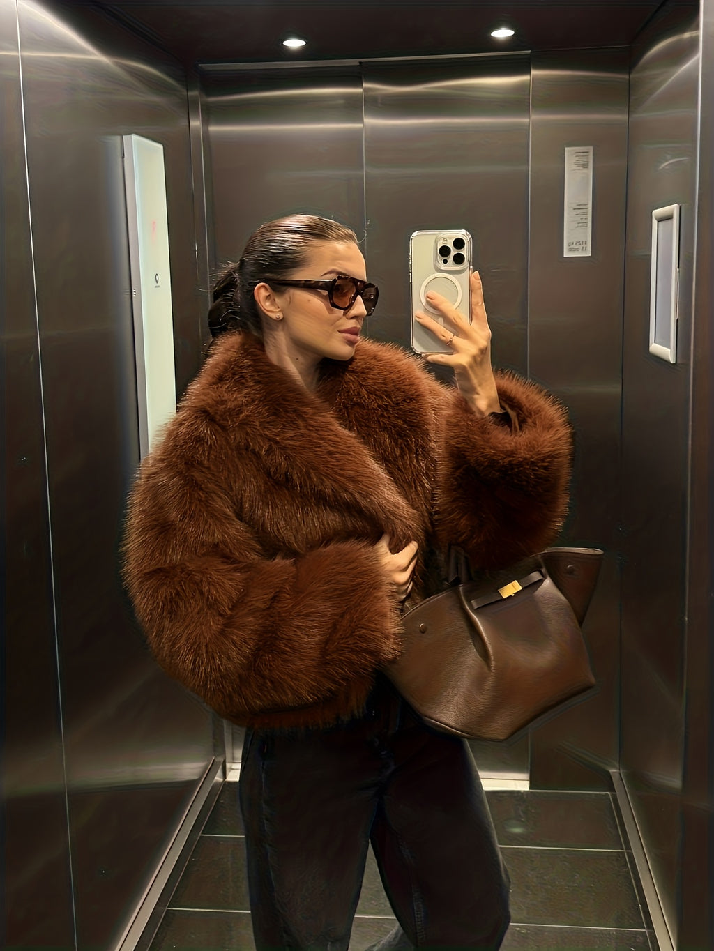 Faux Winter Warm Fashion Plush Top Short Coat for Women