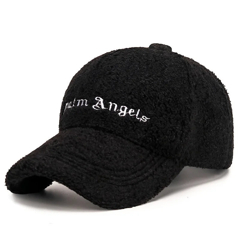 Warmth Embroidered Letter Lamb Fur Baseball Cap Women's Versatile Small Face Duckbill Cap Autumn Winter New Style Fashionable...