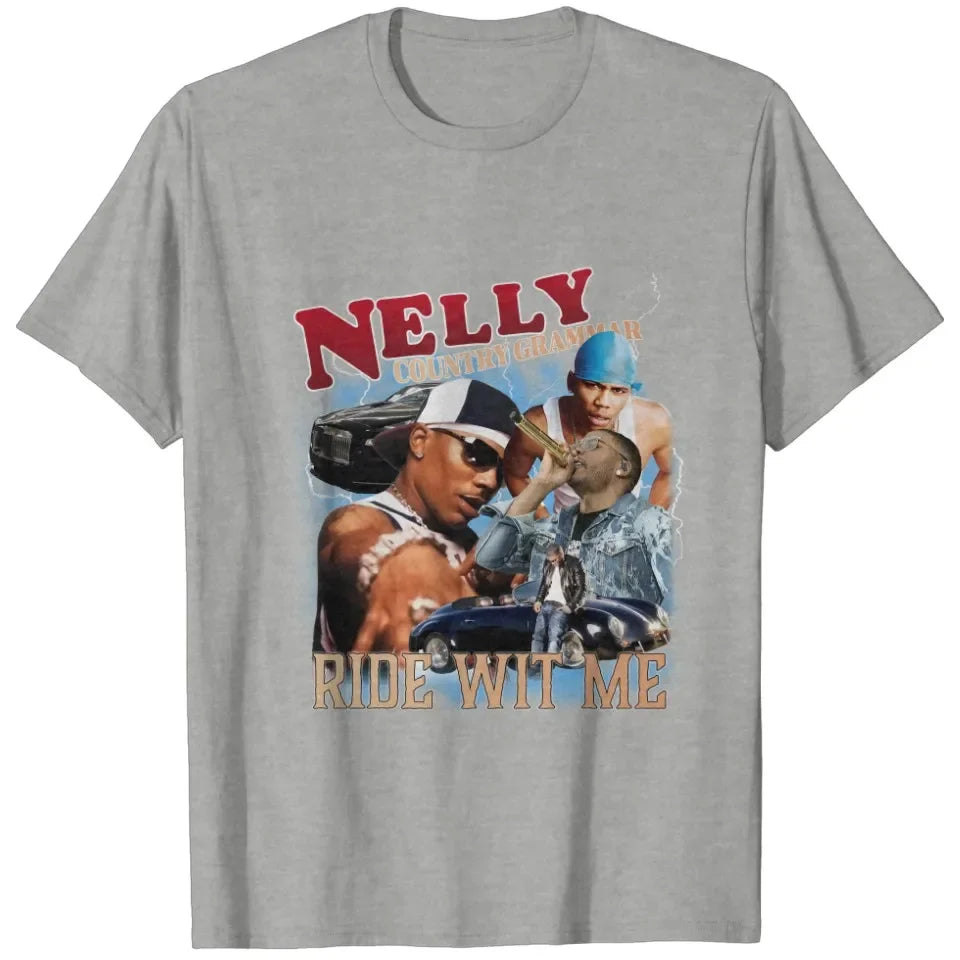Nelly 90s Vintage Nellyville Rapper Graphic Cotton T-shirt Unisex Men Women Hip Hop Short Sleeve Classic Tee Fans Essentials