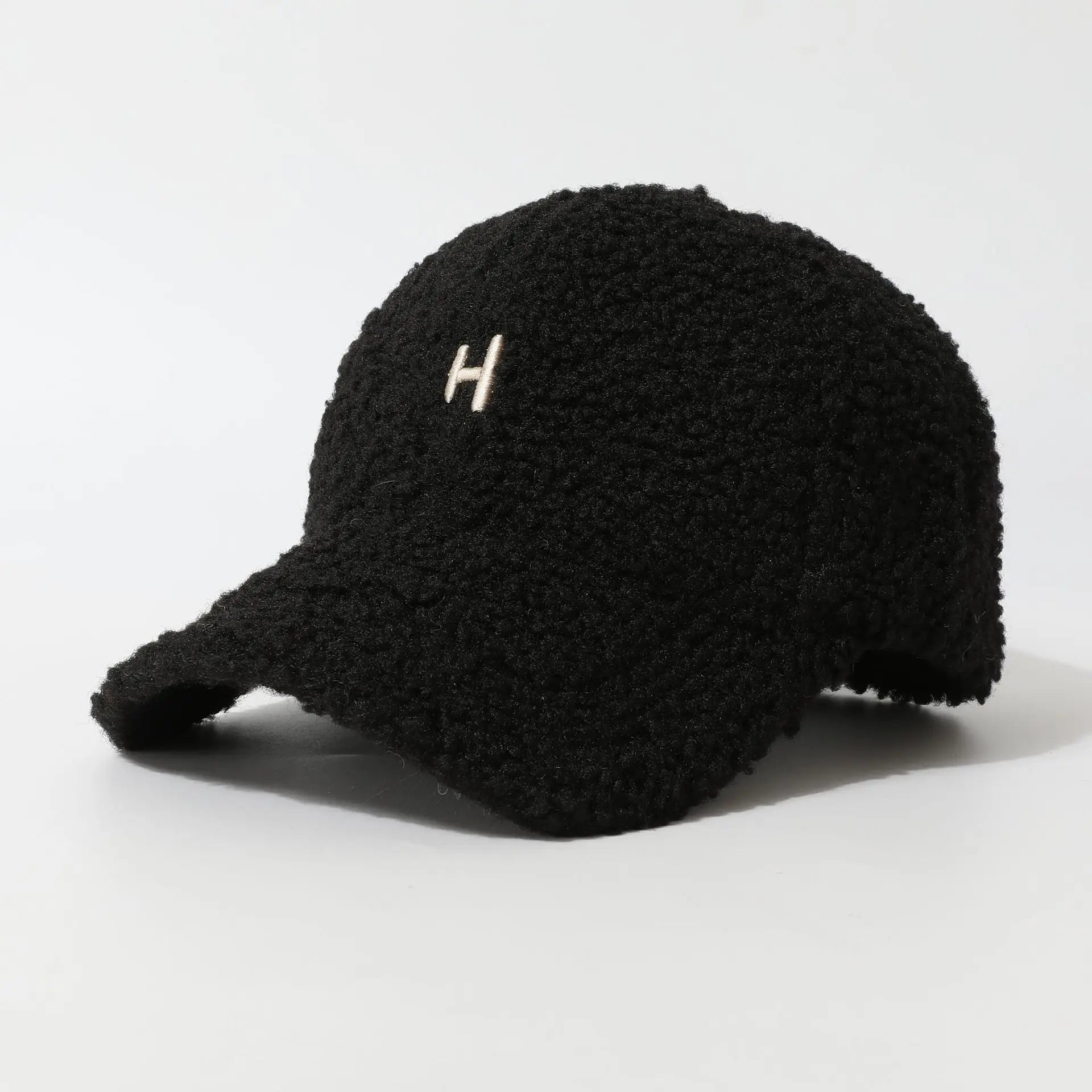 Warmth Embroidered Letter Lamb Fur Baseball Cap Women's Versatile Small Face Duckbill Cap Autumn Winter New Style Fashionable...