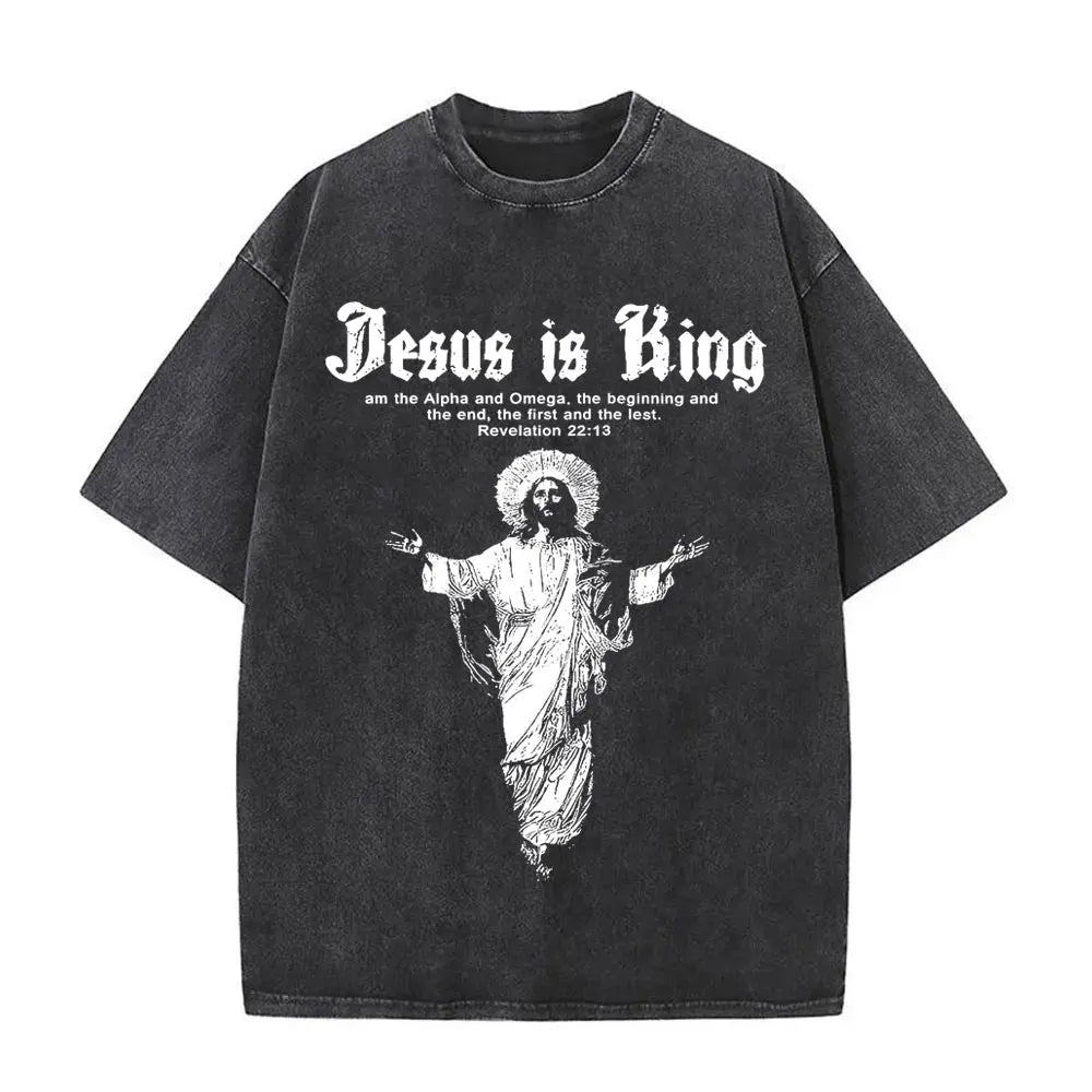 Christian Religious Jesus Forgive Them Father Vintage Washed T-shirt  Men Women Gothic Rock Oversized T Shirts Tops Streetwear