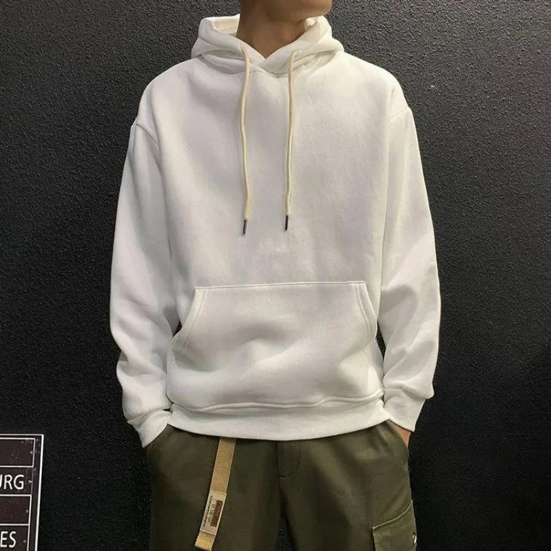 Sweatshirts For Man Fleeced Green Men's Clothing Hooded Hoodies Solid Simple Elegant Hot Offers Sweat Shirt Welcome Deal Cheap