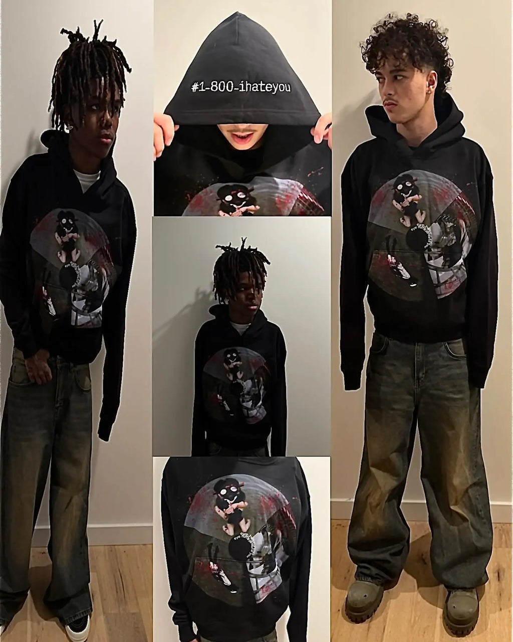 Harajuku Casual Letter Zip Oversized Hoodie Grunge Streetwear Gothic Sweatshirt Hoodies Women Tops Men Clothing Goth Y2k Clothes