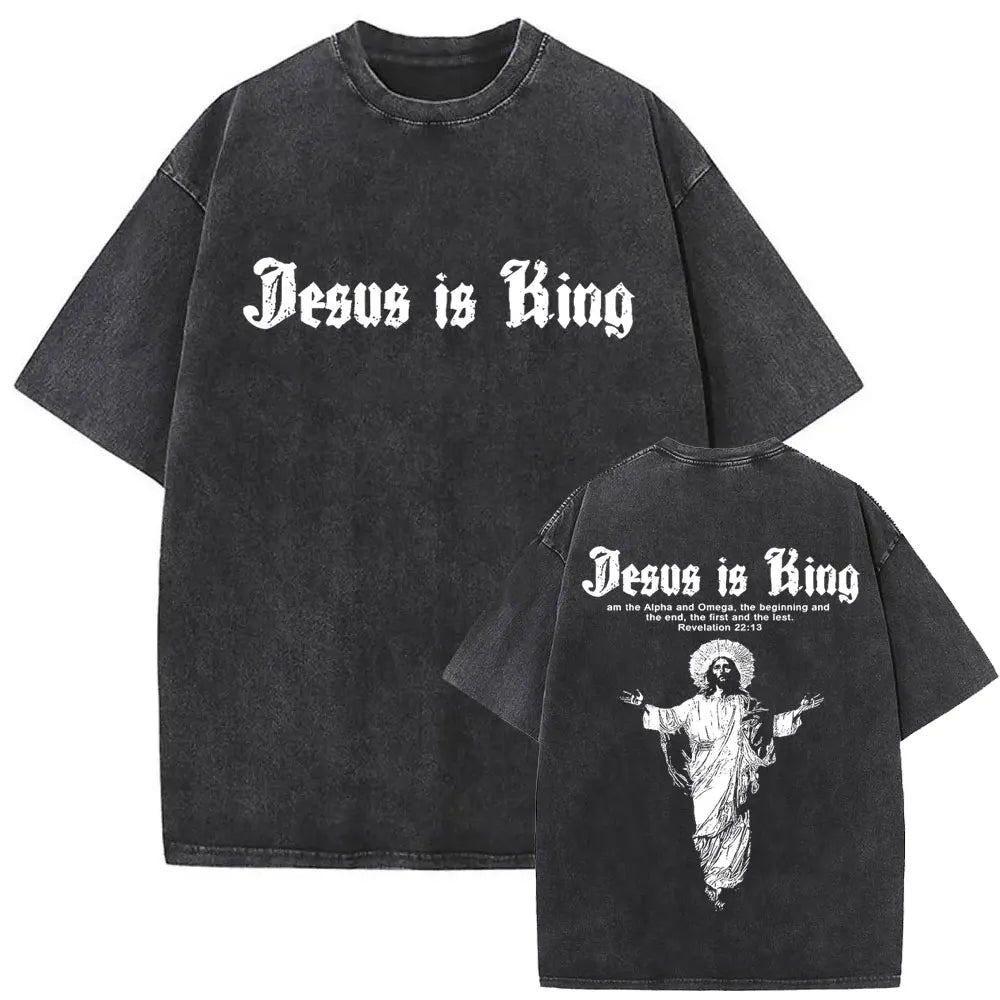 Christian Religious Jesus Forgive Them Father Vintage Washed T-shirt  Men Women Gothic Rock Oversized T Shirts Tops Streetwear
