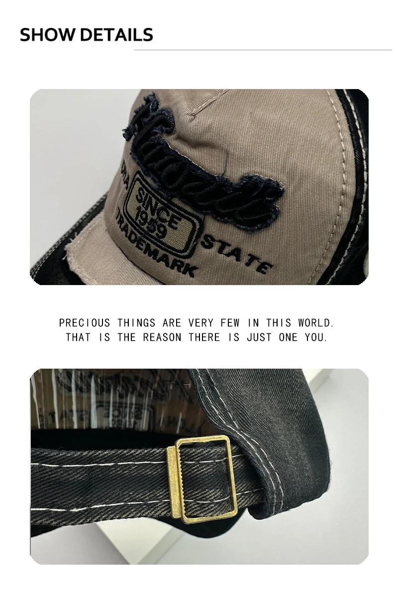 Vintage Washing Men & Women Baseball Hats Cotton Snapback Caps Embroidery New Versatile Fashion Letter Leisure Distress