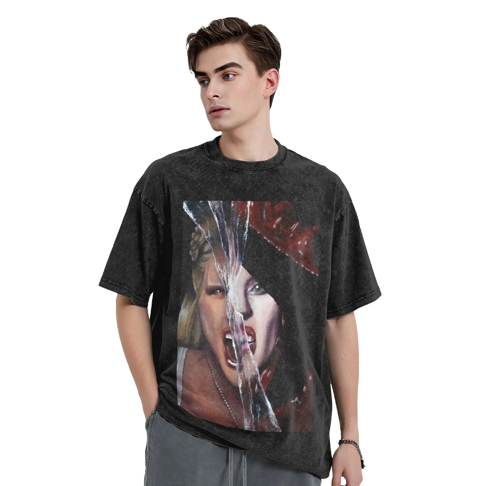 Vintage Ladys Gagas Mayhem T-Shirt Men Crew Neck 100% Cotton Washed T Shirts Album Short Sleeve Tees Birthday Present Clothes