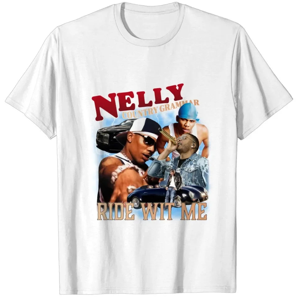 Nelly 90s Vintage Nellyville Rapper Graphic Cotton T-shirt Unisex Men Women Hip Hop Short Sleeve Classic Tee Fans Essentials