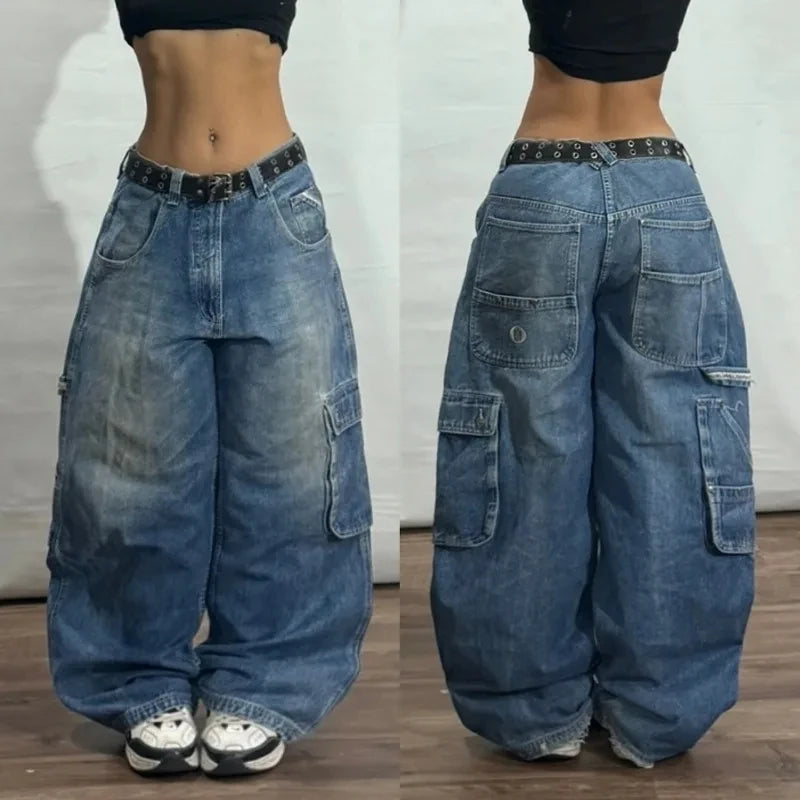 Y2K New Fashion Oversized Skull Print Baggy Jeans Women Streetwear Vintage Gothic Popular Casual High Waist Wide Leg Pants