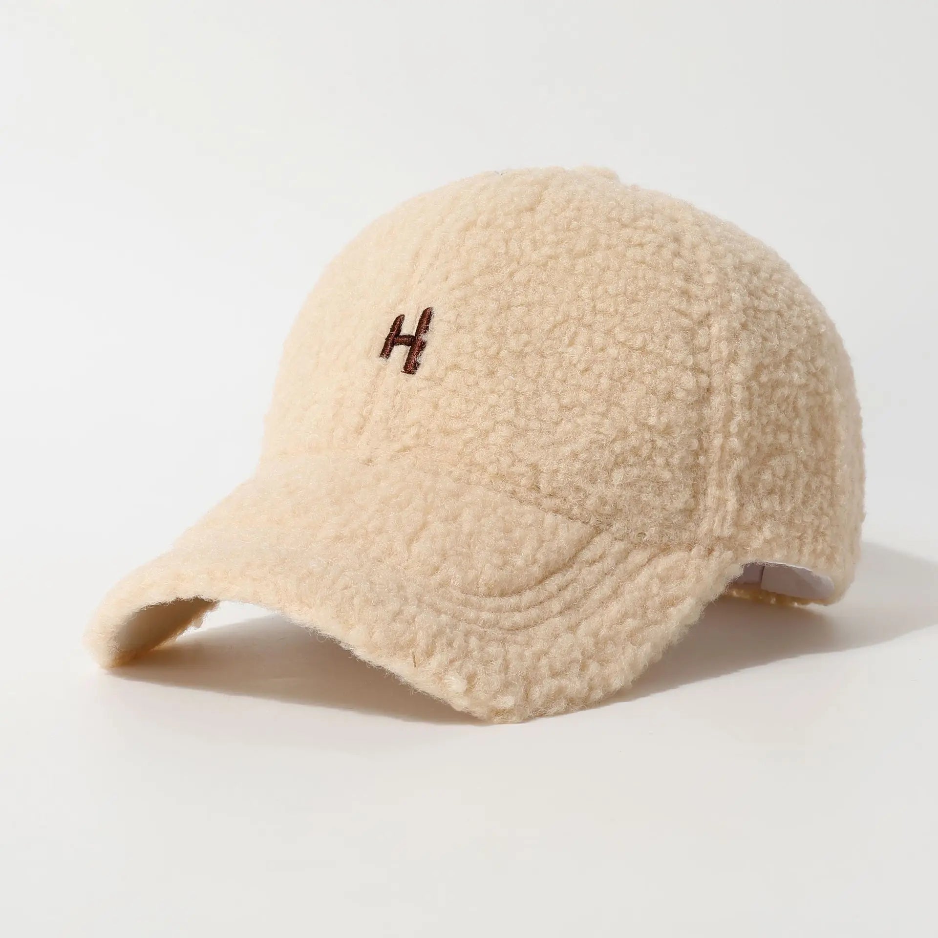 Warmth Embroidered Letter Lamb Fur Baseball Cap Women's Versatile Small Face Duckbill Cap Autumn Winter New Style Fashionable...