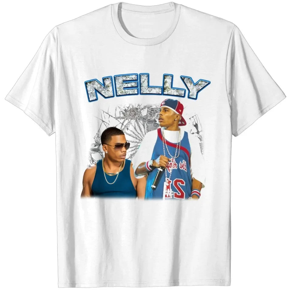 Nelly 90s Vintage Nellyville Rapper Graphic Cotton T-shirt Unisex Men Women Hip Hop Short Sleeve Classic Tee Fans Essentials