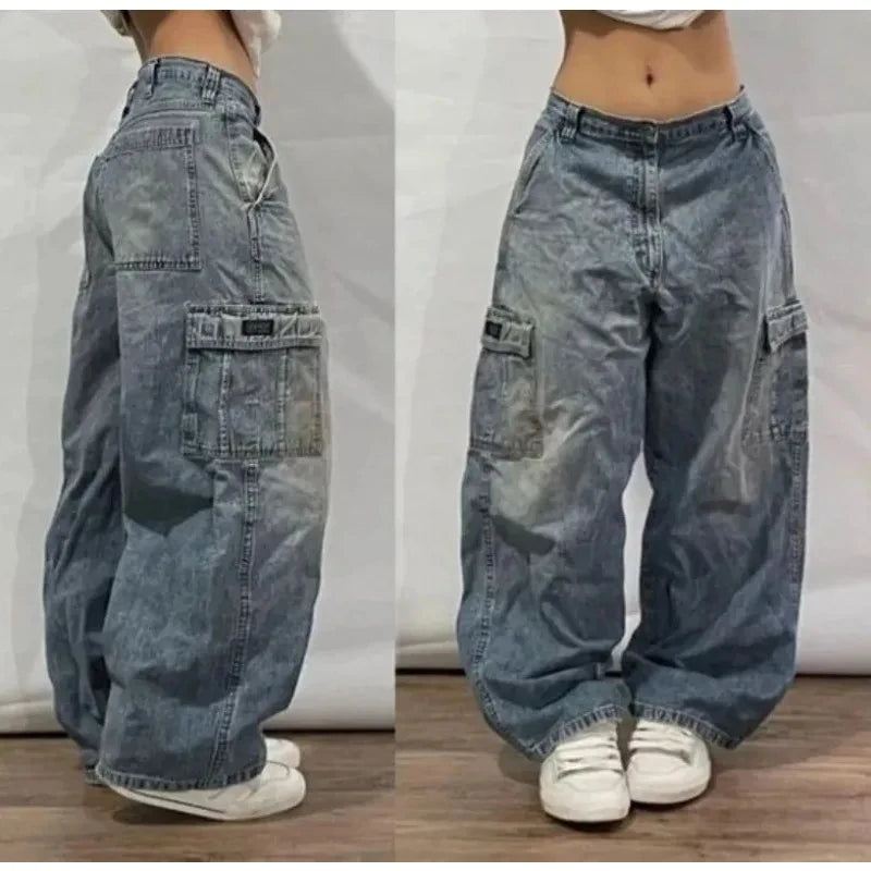Y2K New Fashion Oversized Skull Print Baggy Jeans Women Streetwear Vintage Gothic Popular Casual High Waist Wide Leg Pants
