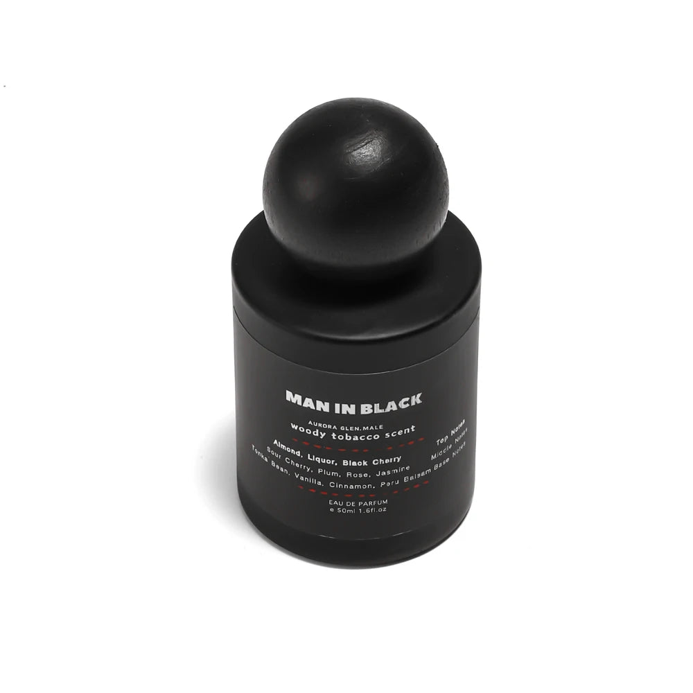 Perfume Black Noir Tobacco Cologne for Men Woody Leather Fragrance with Tonka Bean Rum 50ML Eau de Parfum Spicy Amber Scent