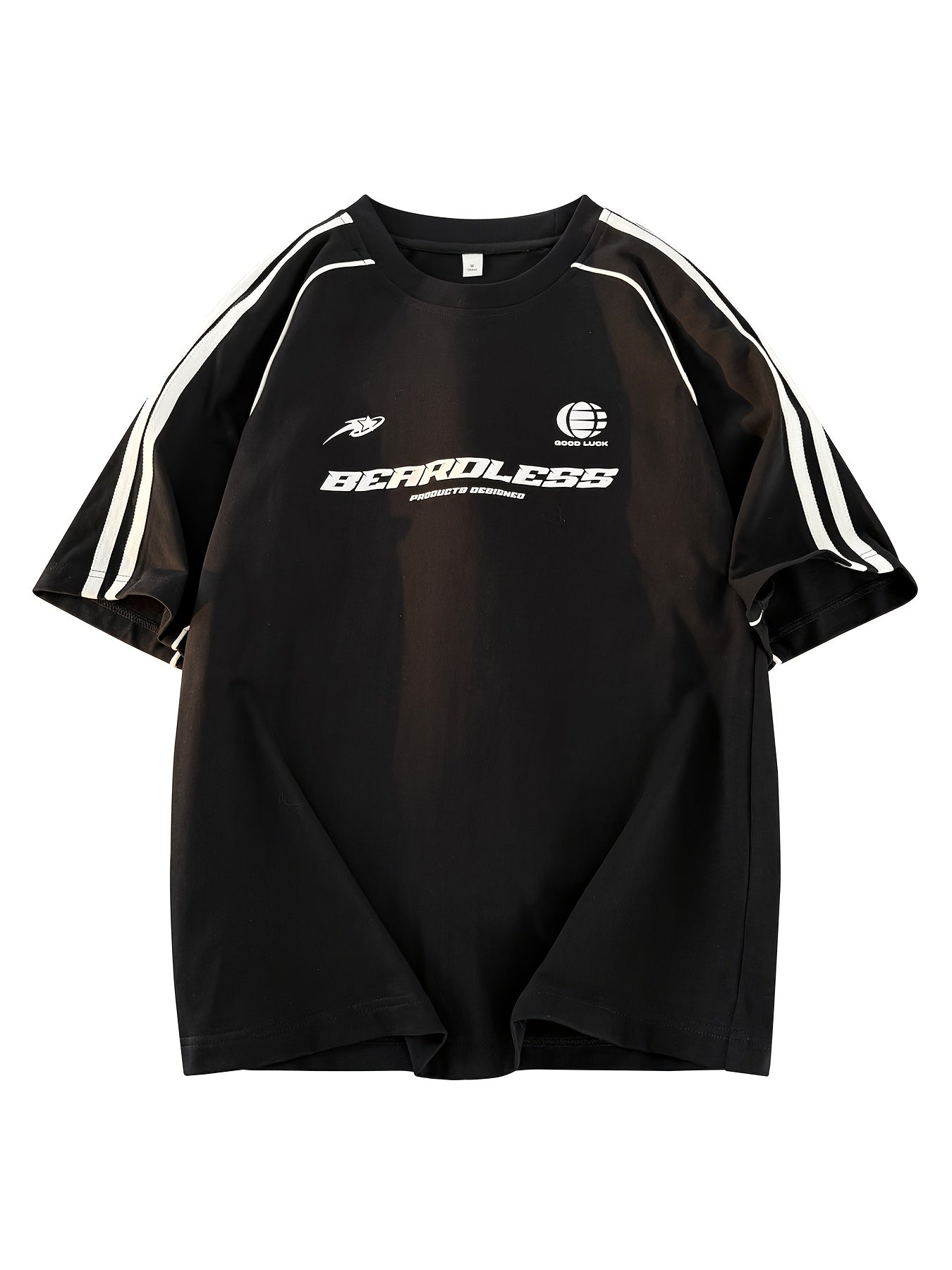 Men's Letter Print Short Sleeve T-Shirt - - Alphabet Design ( to), Loose Fit Round Neck Summer Casual Tee with Winding Strap for Outdoor Wear, Urban Style & Everyday Use - Hand Washable Non-Stretch Top