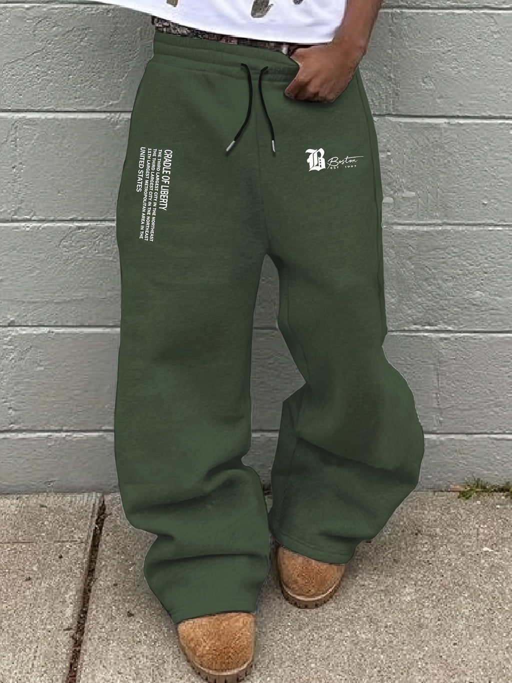 Men's Autumn/Winter Drawstring Loose Sweatpants with Letter Print, Casual Long Pants for Daily Wear, Trendy Graphic Design, Straight-Leg Sweatpants for a Fashionable Look