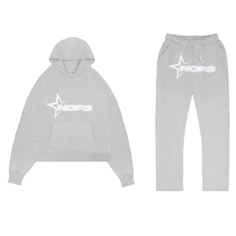 Men's Y2K Tracksuit Set, Hooded Sweatshirt and Pants, Gothic Hip-hop Punk Rock Streetwear.