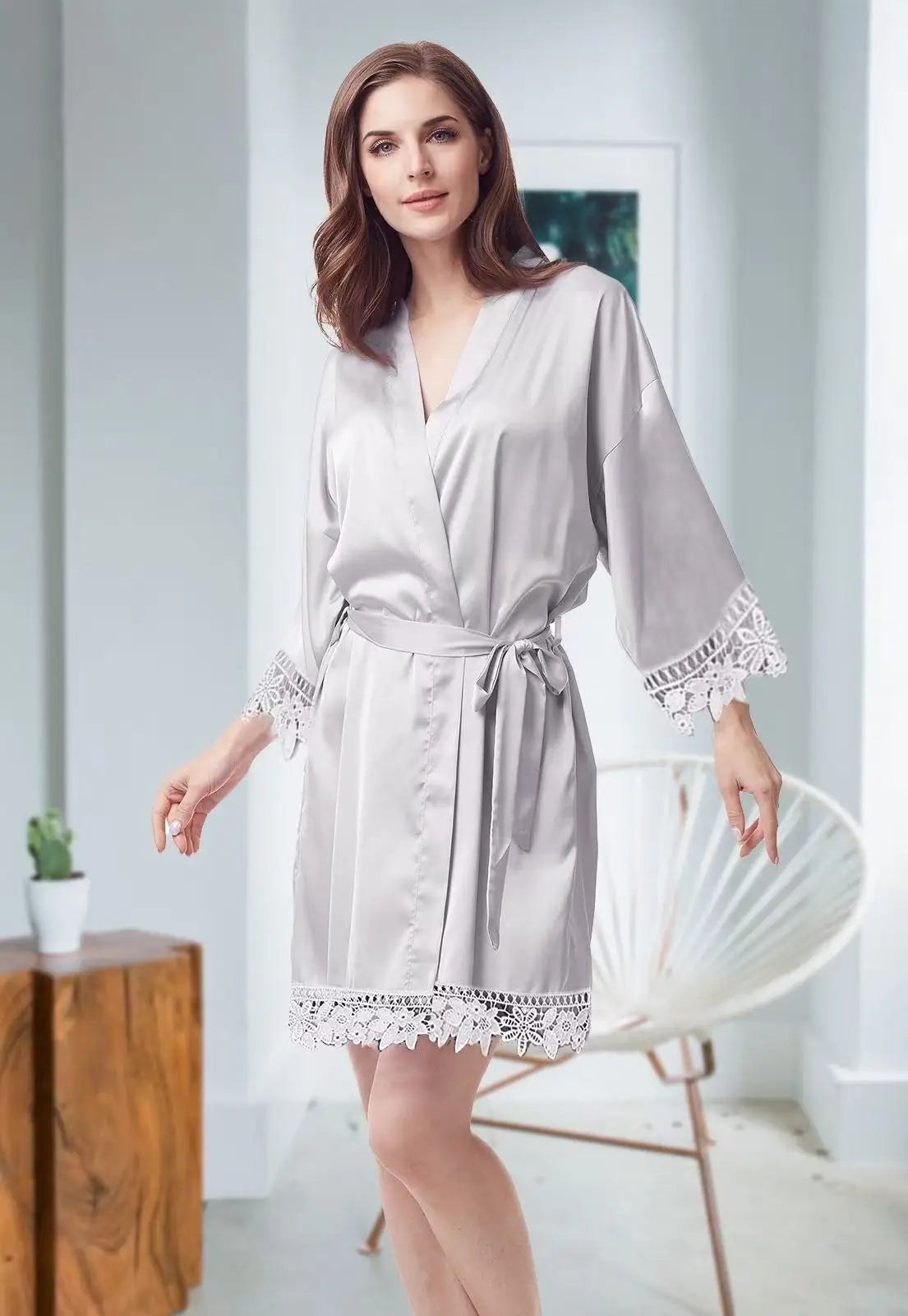Bridesmaid Robes Bride Gift Bride Robe Bridesmaid Gift Satin Lace Robe Bride Dressing Gown Bridal Party Robes Wedding Robe Perso