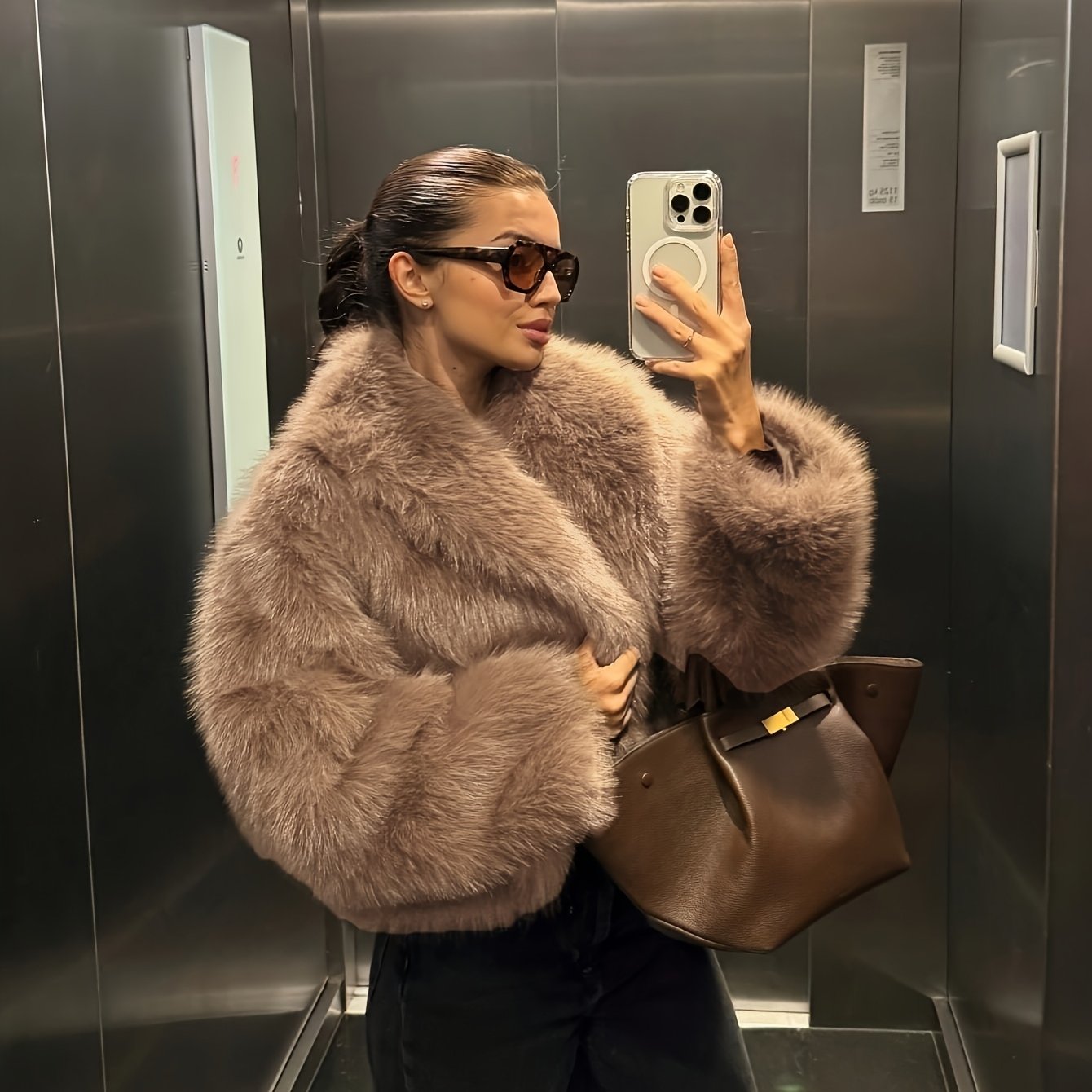 Faux Winter Warm Fashion Plush Top Short Coat for Women