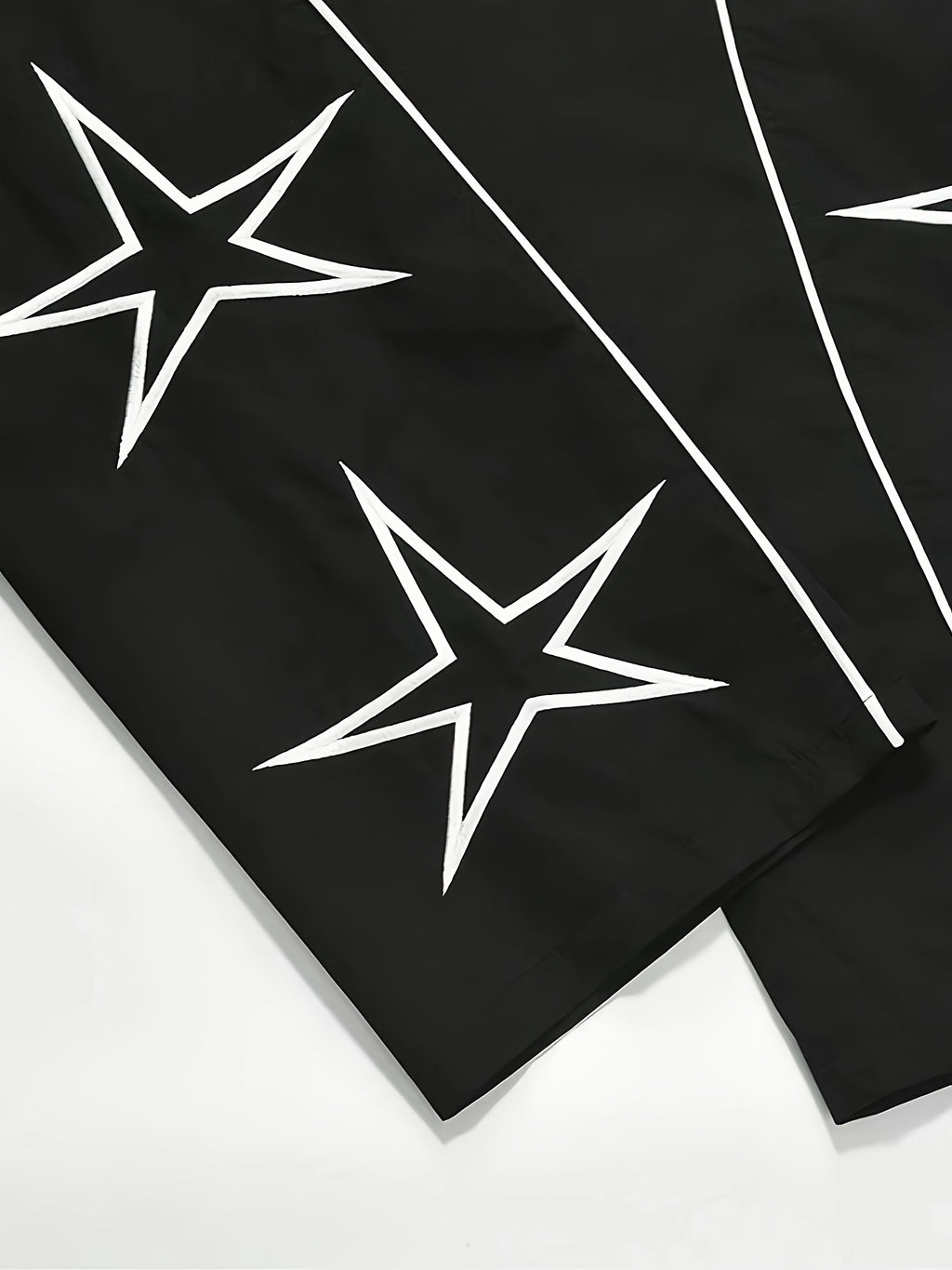 Autumn and Winter Men's Heavyweight Casual Pants with Loose Fit, Wide-Leg Drawstring Trousers Featuring Star Embroidery for Christmas Parties