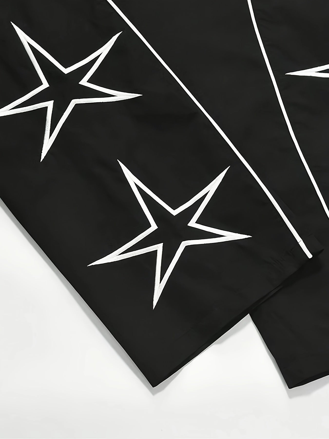 Autumn and Winter Men's Heavyweight Casual Pants with Loose Fit, Wide-Leg Drawstring Trousers Featuring Star Embroidery for Christmas Parties