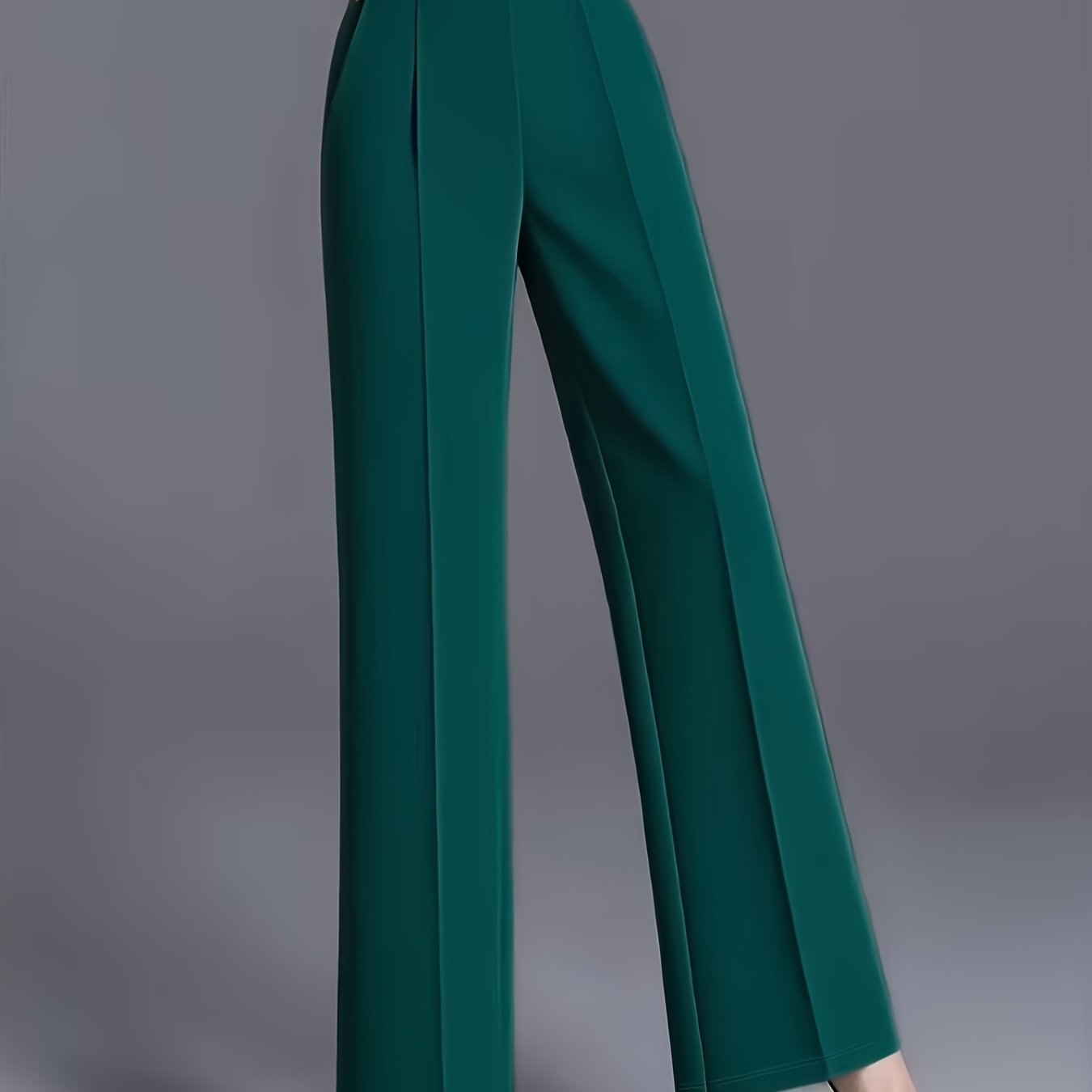 Women's Elegant High-Waisted Slant Pocket Solid Color Straight-Leg Pants